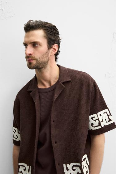 CHEMISE RELAXED FIT BRODÉE - Bordeaux de Zara - Image 5