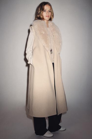 GILET COL EFFET FOURRURE ZW COLLECTION - Écru de Zara - Image 7
