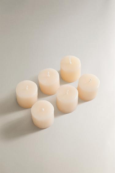 SET OF 6 DECORATIVE TEALIGHT CANDLES — Oyster-white 2