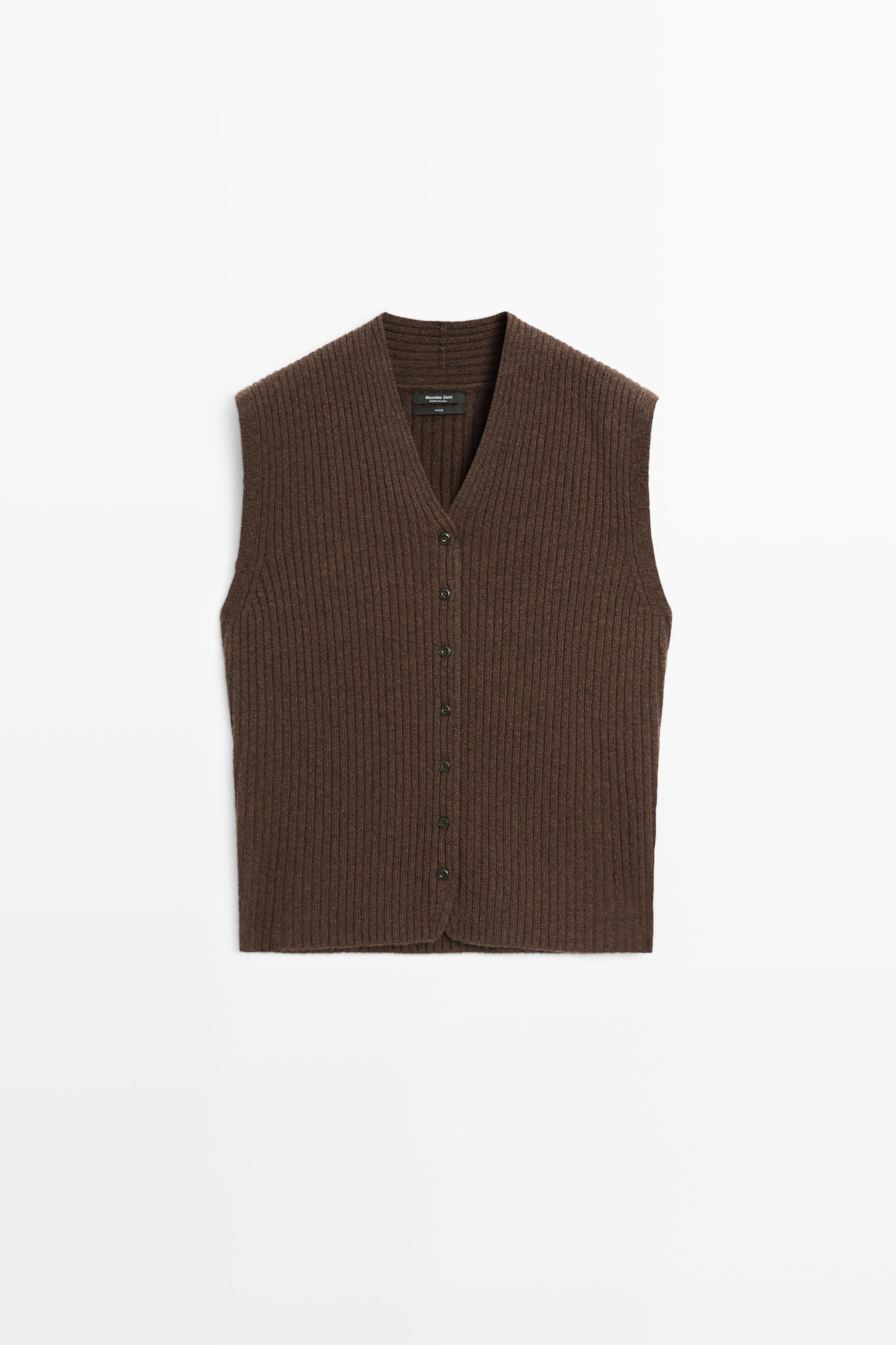 Gilet en maille côtelée 100 % laine