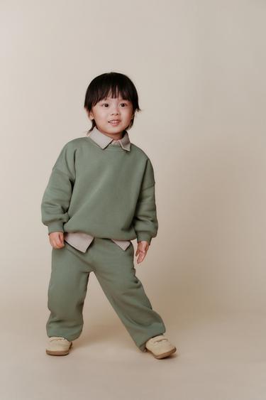 LABEL JOGGER SWEATSHIRT AND TROUSERS SET - Green by Zara