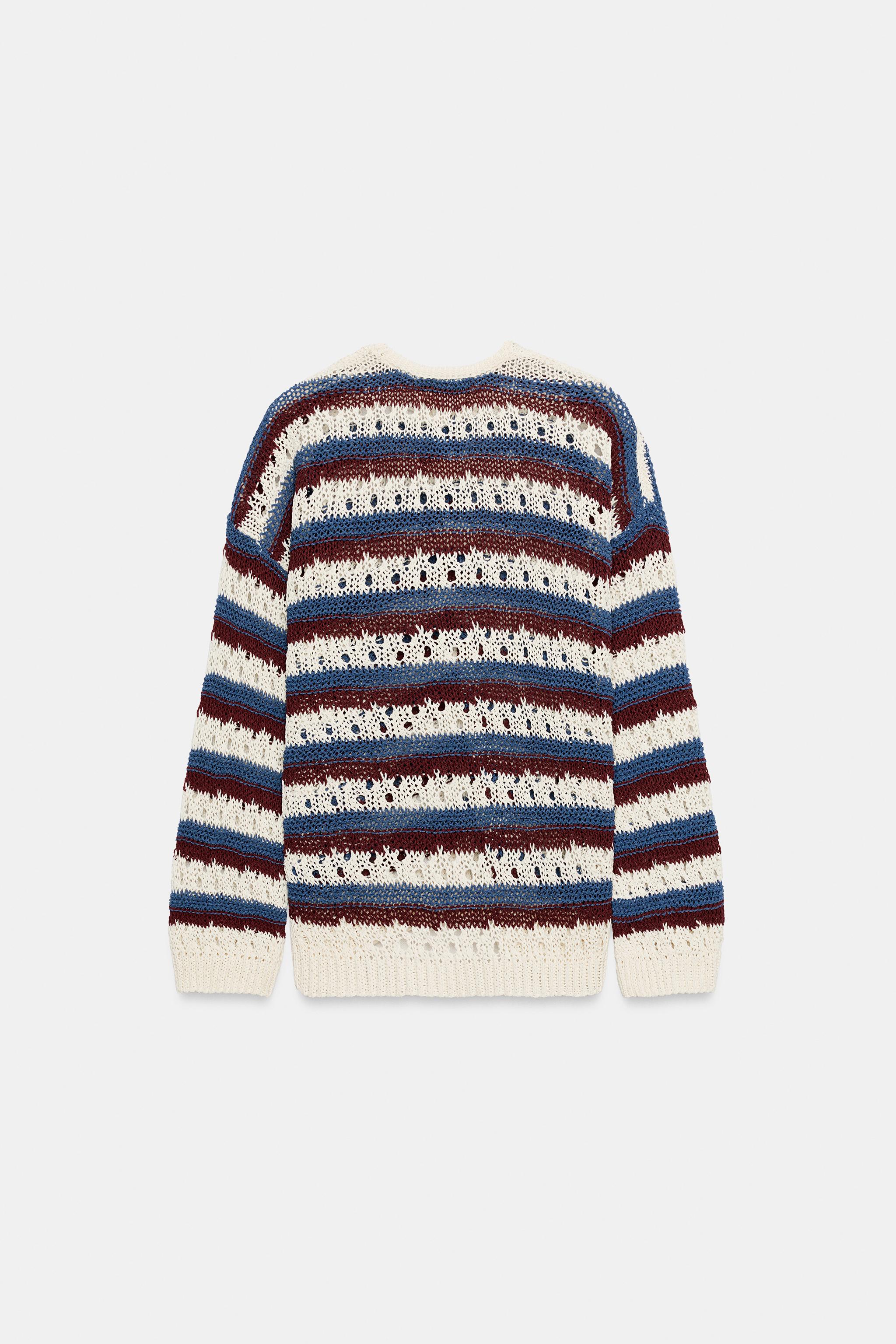 OPEN-KNIT STRIPED JACKET