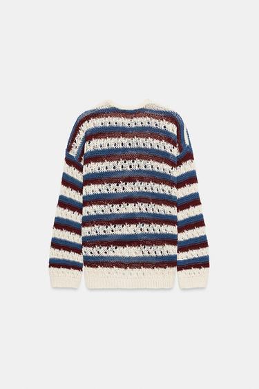 GILET RAYÉ EN MAILLE AJOURÉE - Multicolore de Zara - Image 7