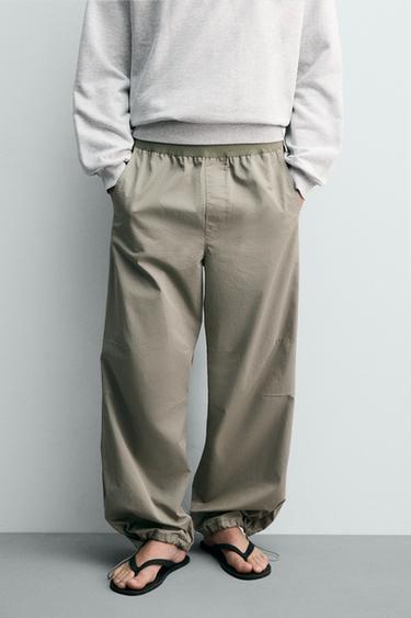 RELAXED FIT PARACHUTE TROUSERS - Light khaki by Zara