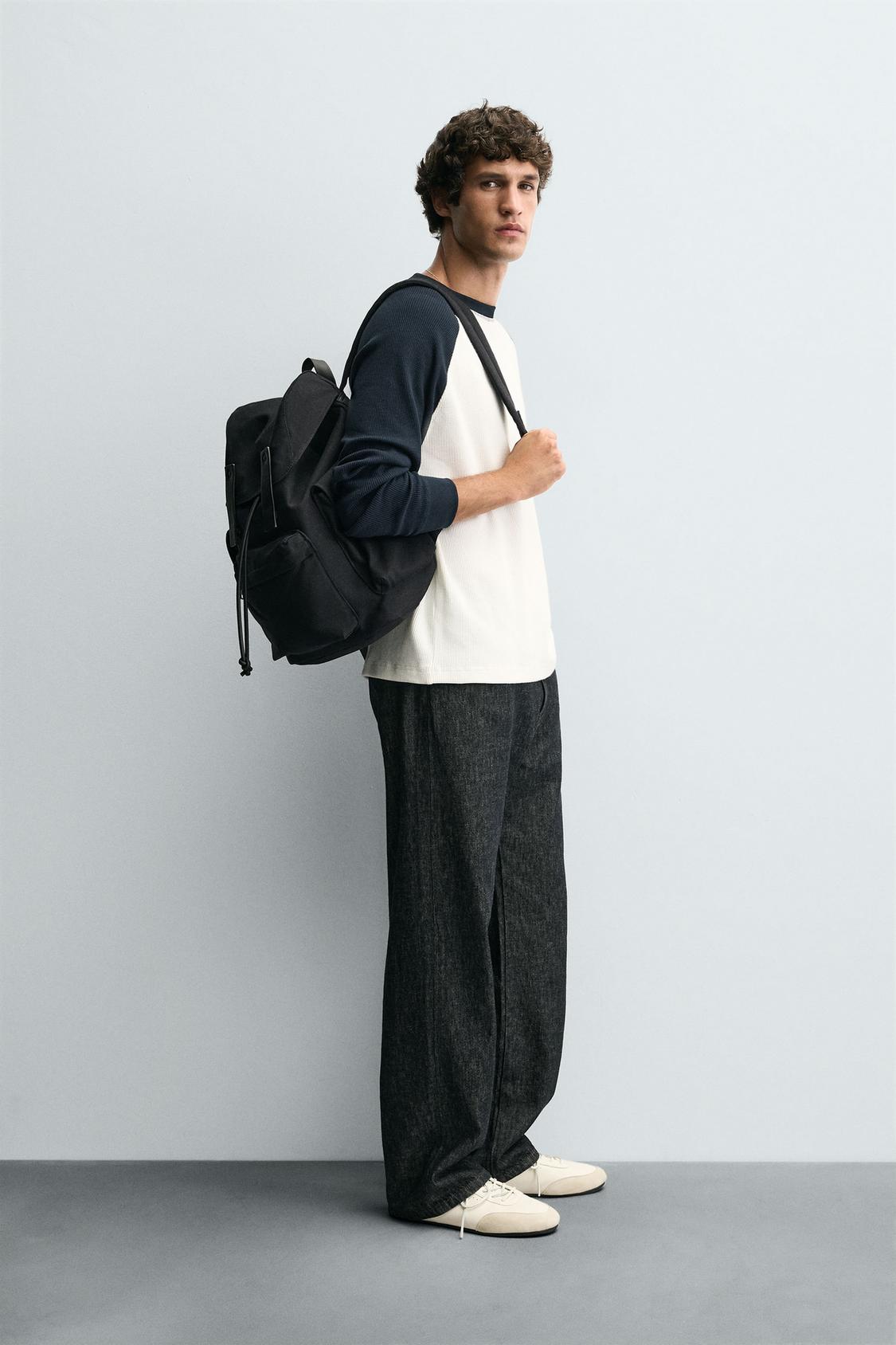 COLOR BLOCK WAFFLE TEXTURED T-SHIRT