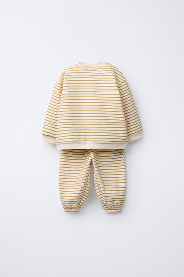 Zara SWEATSHIRT AND STRIPED JOGGER PANTS SET - Ocher