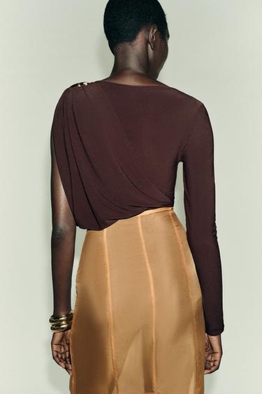 BODY FLUIDE AVEC FERMOIR - Marron foncé de Zara - Image 6