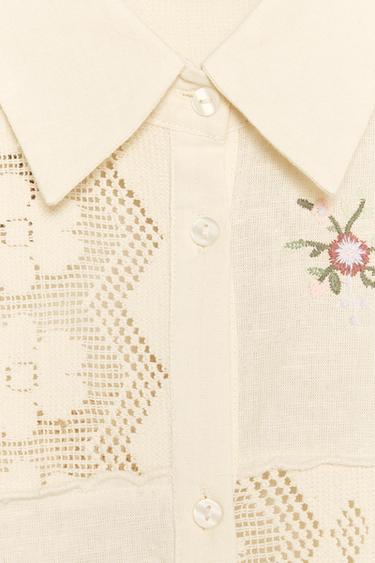 CHEMISE BRODERIES CROCHET - Écru moyen de Zara - Image 6