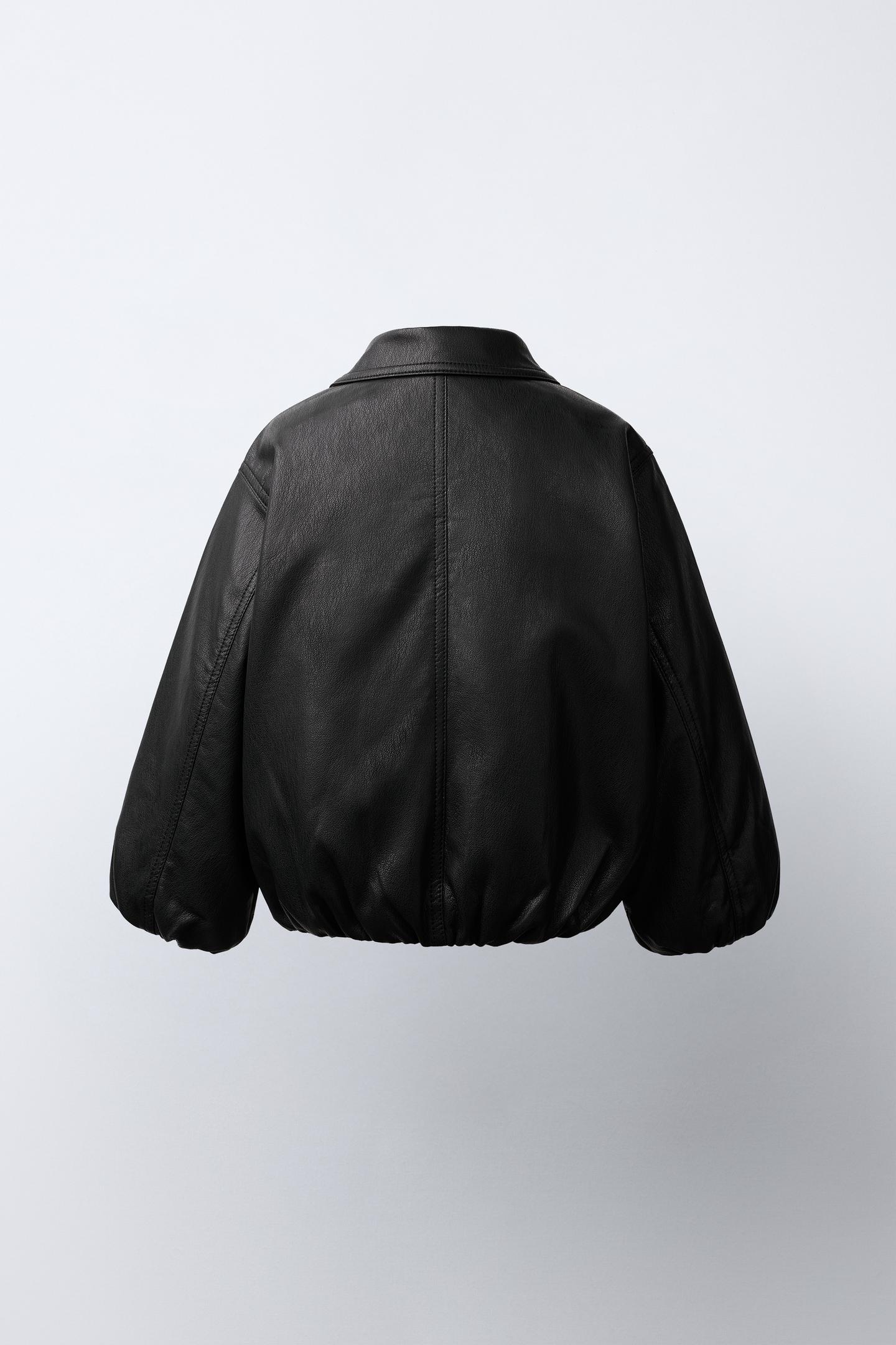 Детская куртка Zara Faux Leather Bomber, цвет: Чёрный — фото 5