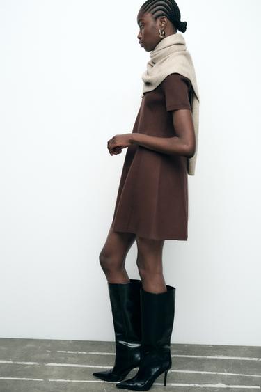 Zara BASIC KNIT SCARF - taupe brown