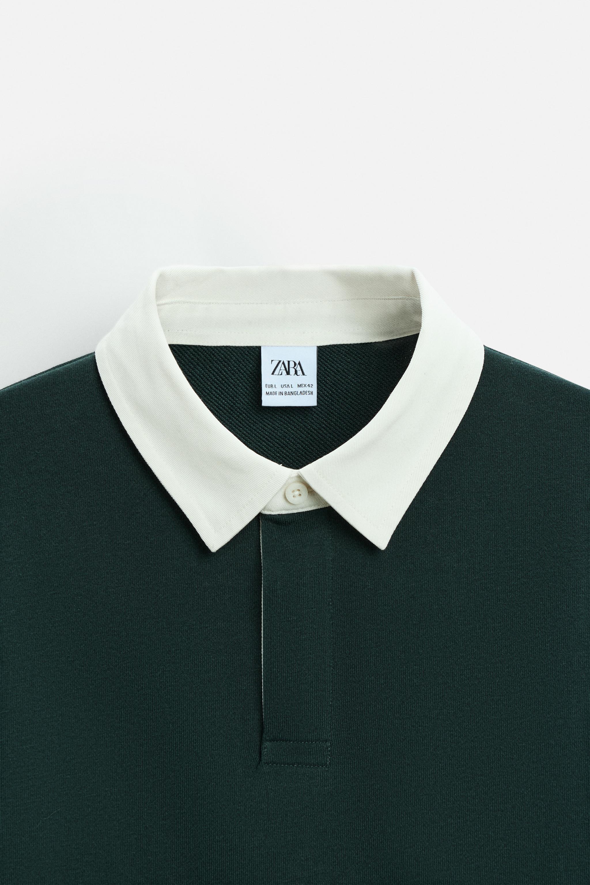 CONTRAST COLLAR POLO SWEATSHIRT - Navy blue | ZARA Mexico
