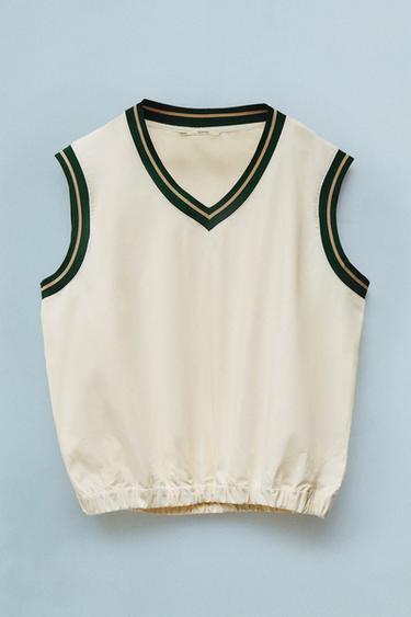 VESTE SANS MANCHES GOLF - Écru / Vert de Zara - Image 4