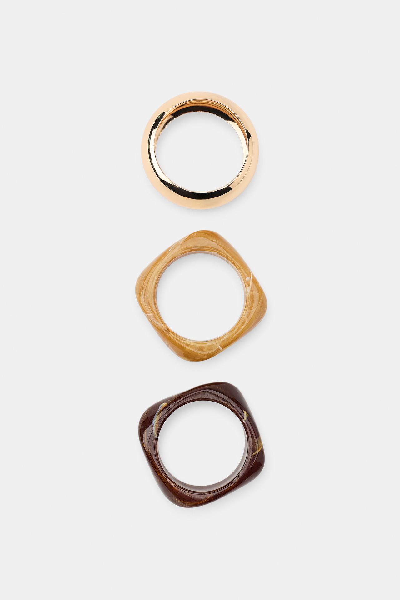 SET OF 3 COMBINED RIGID BRACELETS — Brown