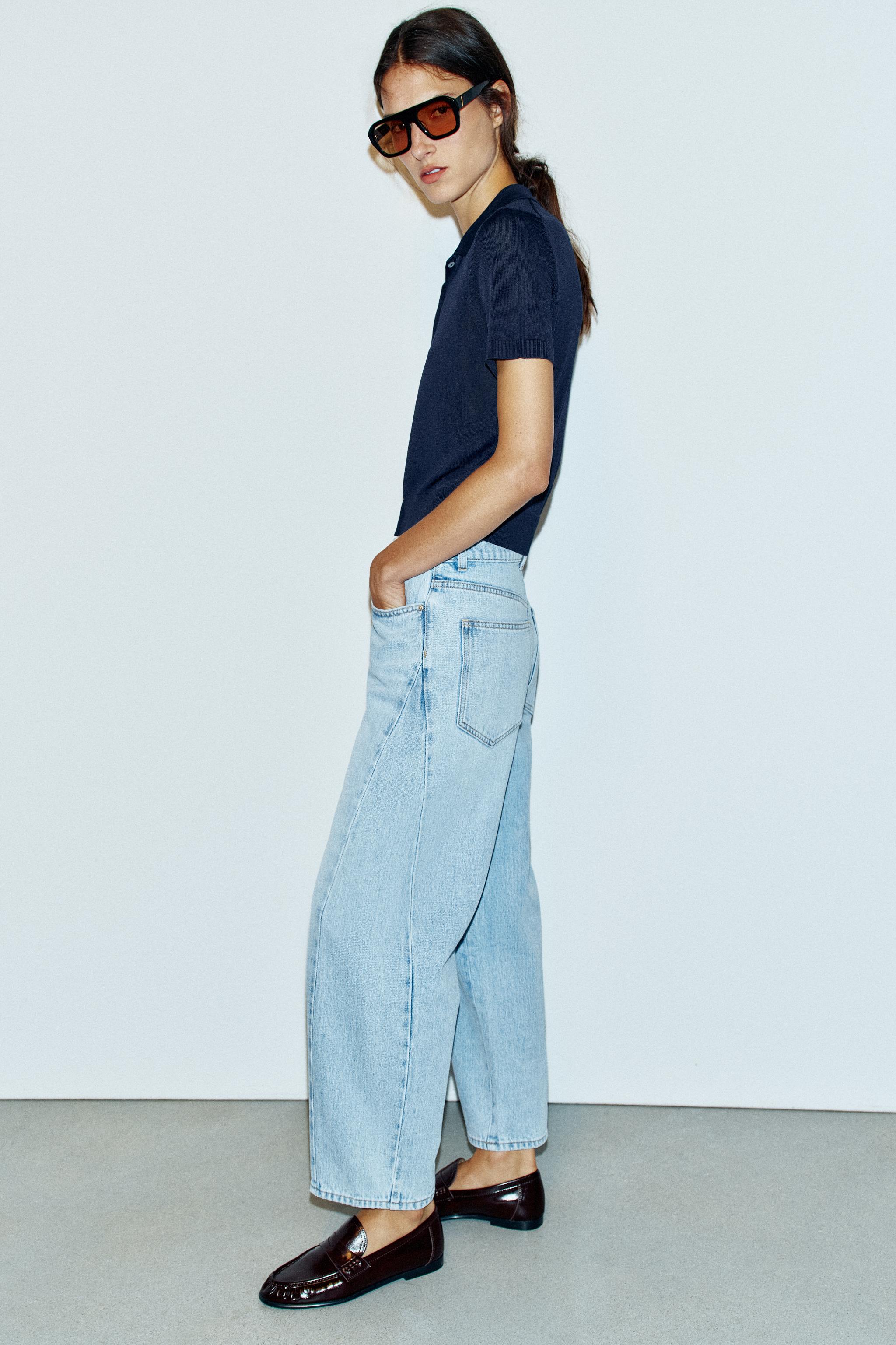 Zara Z1975 YÜKSEK BEL DİKİŞ DETAYLI BARREL JEAN görsel 4