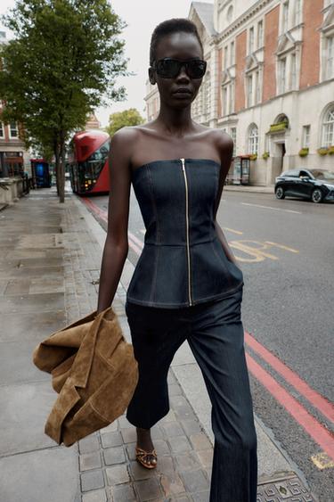 TOP Z1975 BUSTIER DENIM - Indigo de Zara - Image 1