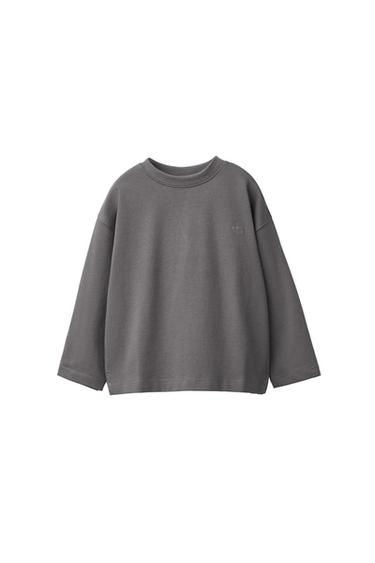 Zara HEAVY WEIGHT EMBROIDERED T-SHIRT - Pearl gray