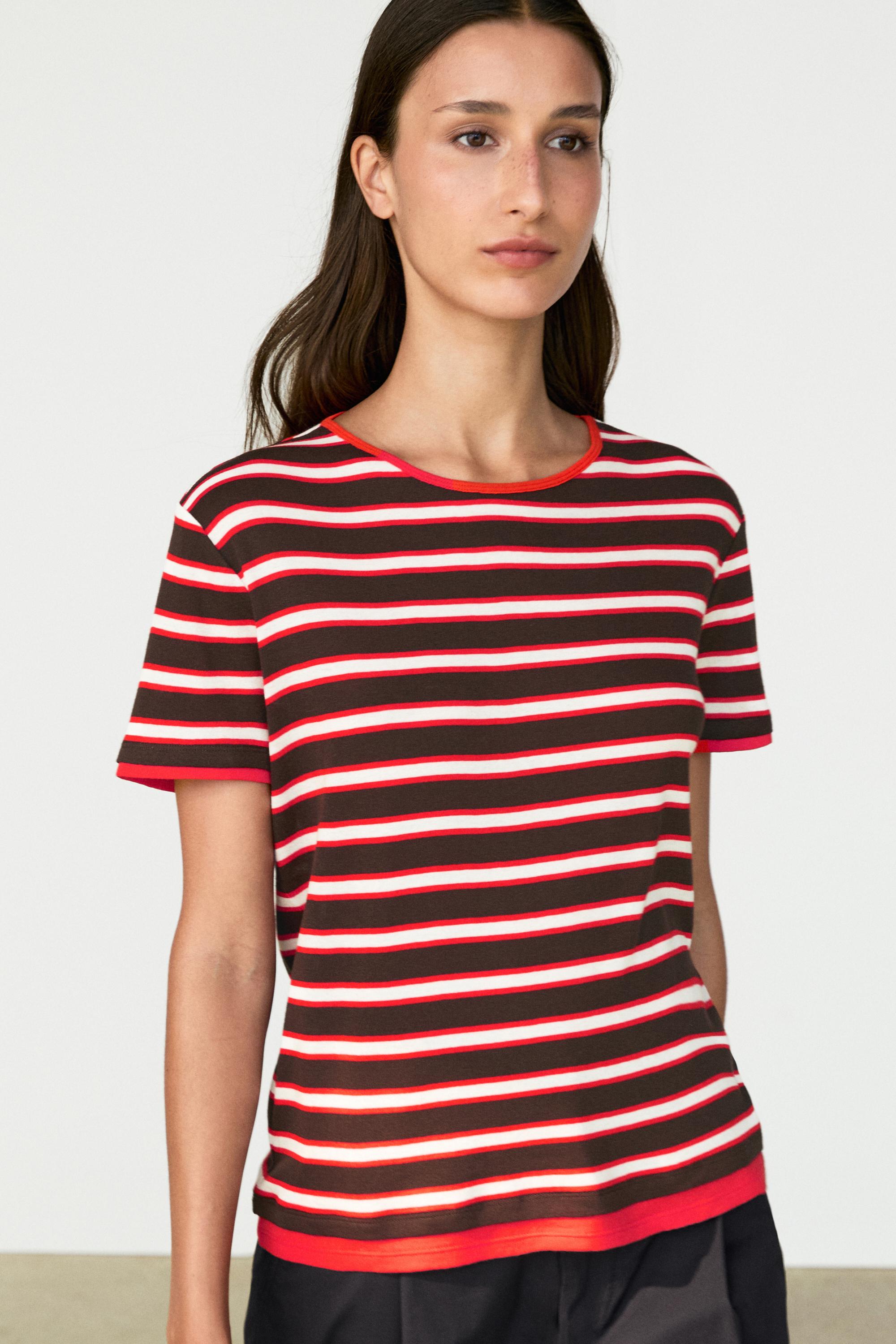 100% cotton short sleeve striped T-shirt — 599