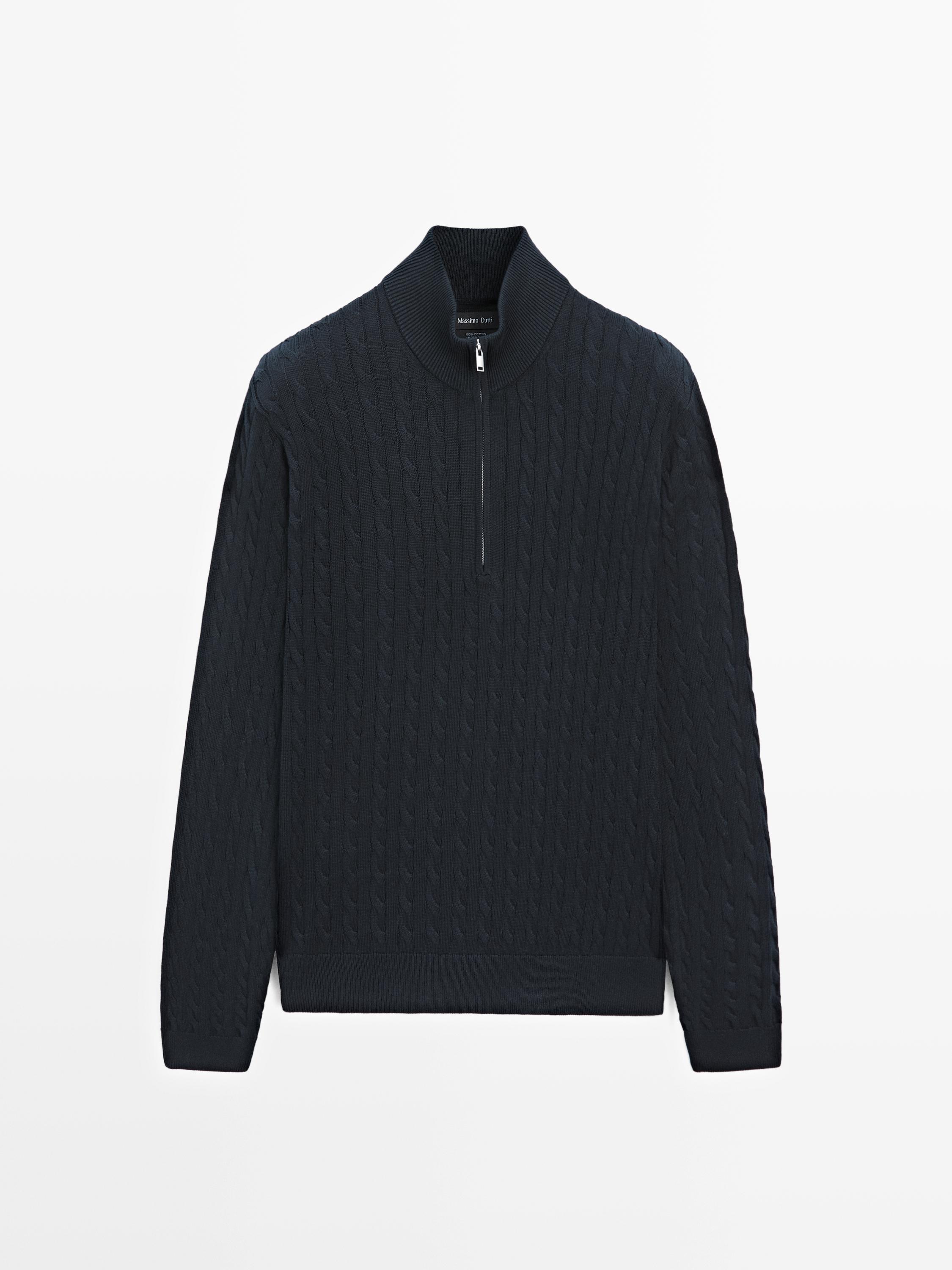 Pull en maille col montant zippé