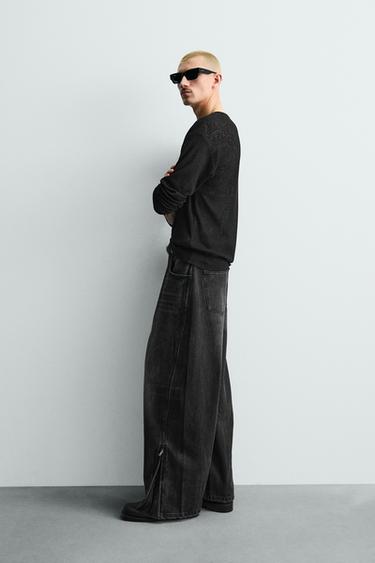 BALLOON FIT JEANS WITH ZIPS - Charcoal by Zara - Image 3