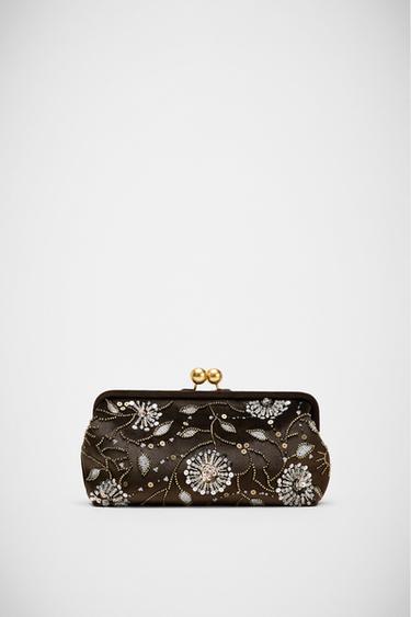 BOLSA CLUTCH COM APLIQUES - Marrom da Zara