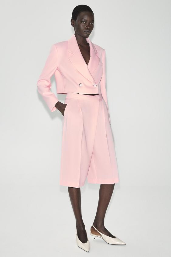 BLAZER CORTA HOMBRERAS - Rosa de Zara - Imagen 0