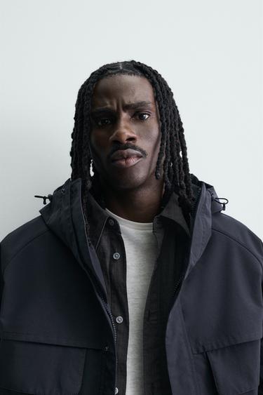 WATER-REPELLENT CROPPED FIT JACKET - Navy blue by Zara - Image 4