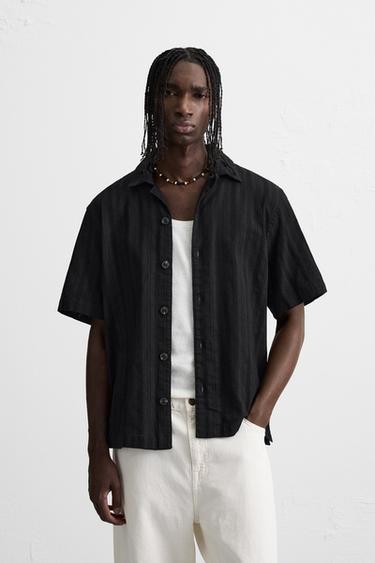 STRIPED JACQUARD SHIRT - Black by Zara