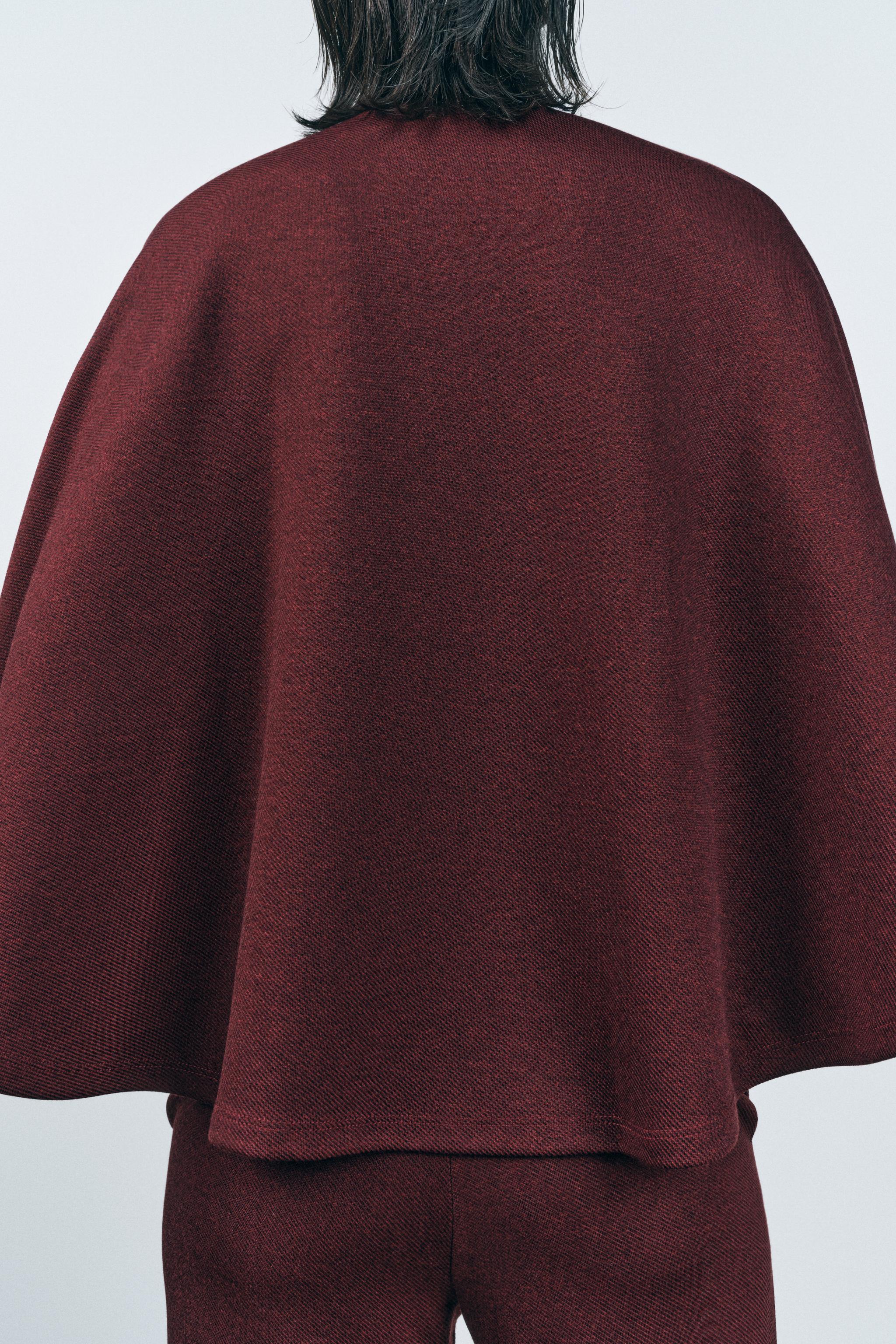 ZARA ボタン ケープ 3644/162 BUTTON CAPE - Burgundy | ZARA United States