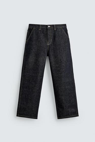 SPODNIE CHINOSY JEANSOWE Z HAFTEM W SERCA - Niebieski Zara