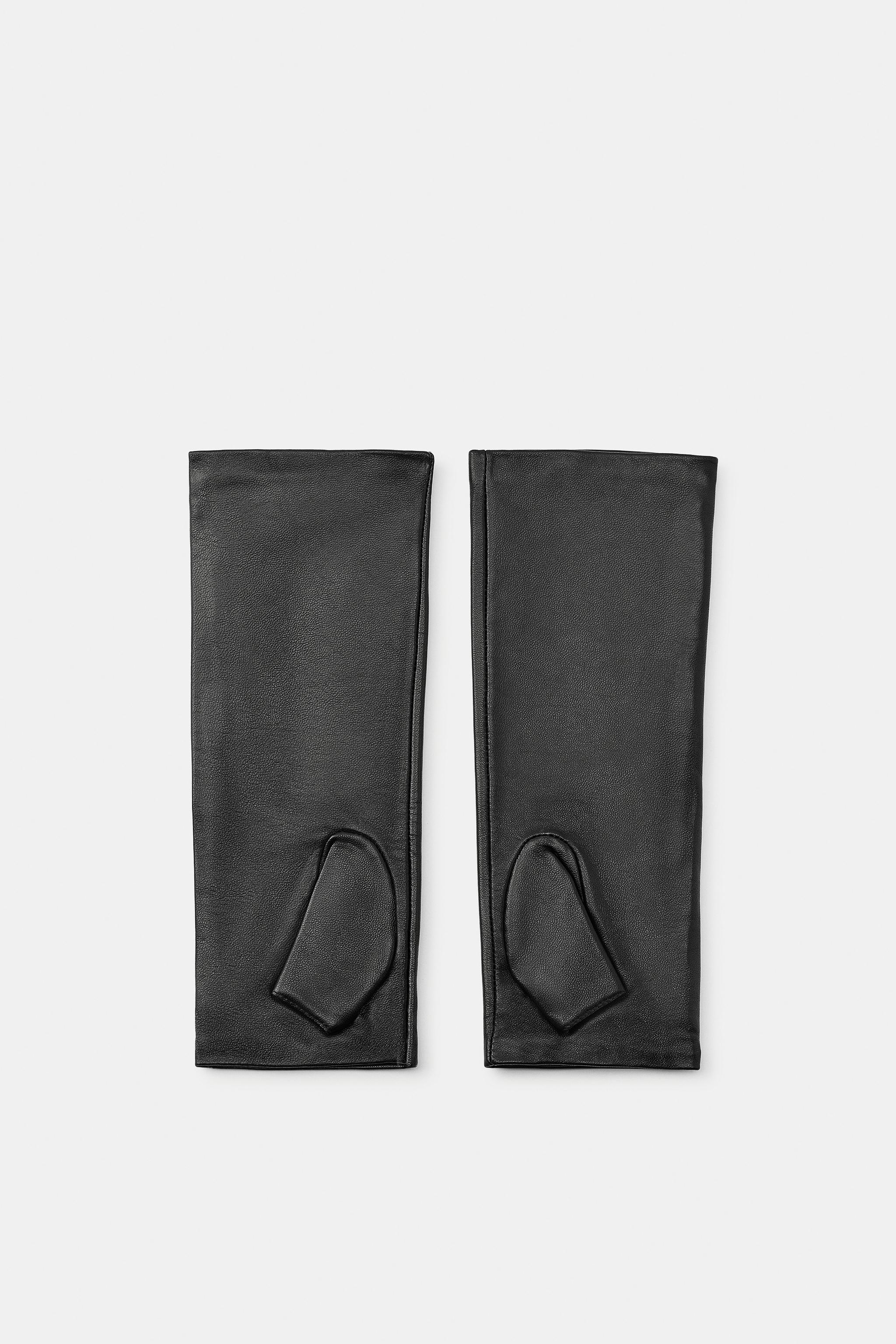 100% LEATHER LONG MITTENS