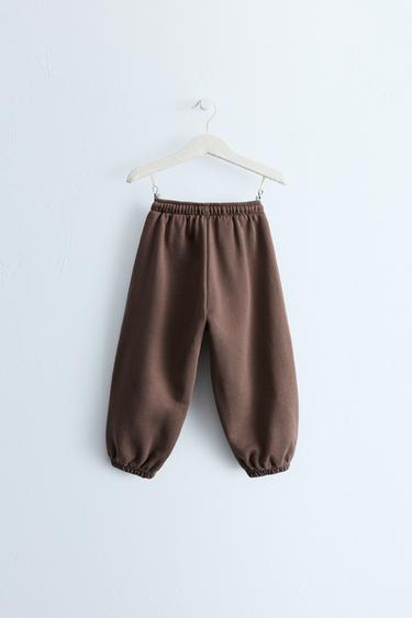 ZARA TIMELESS - LABEL DETAIL FLEECE JOGGERS — Brown 2