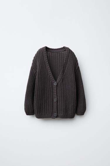 CHUNKY KNIT CARDIGAN - Grey by Zara
