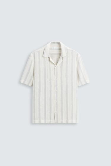 CAMISA ESTRUCTURA RAYAS - Gris de Zara
