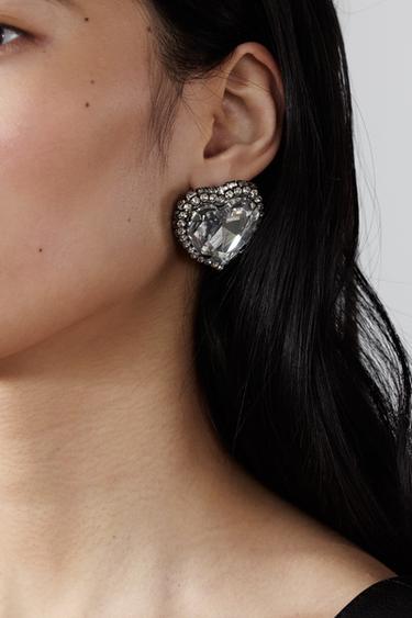 BEAD HEART EARRINGS - Silver by Zara - Image 0