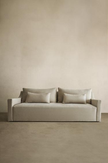 Zara WASHED LINEN COUCH - Light beige