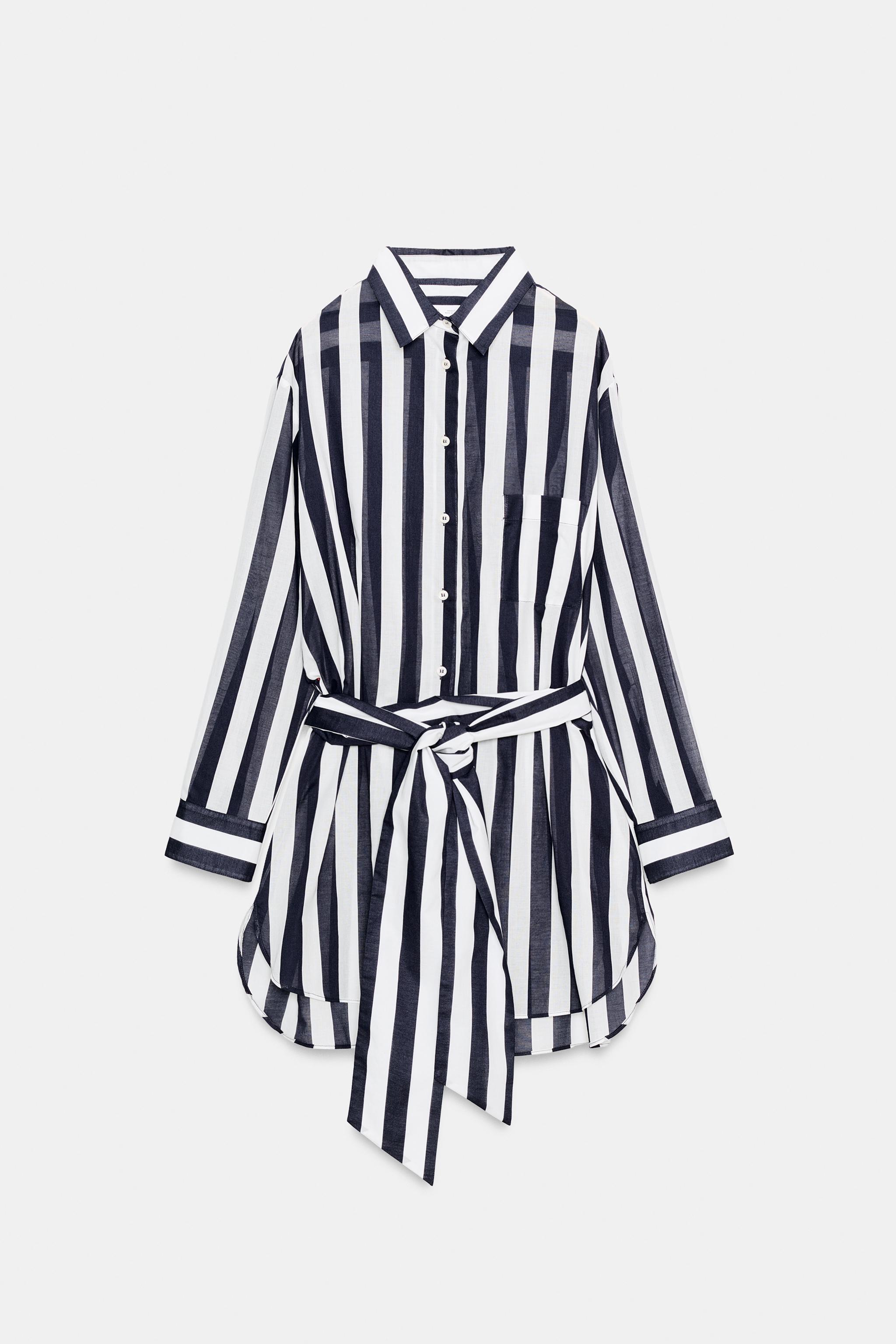ZW COLLECTION STRIPED SHIRT - White / Navy | ZARA United States