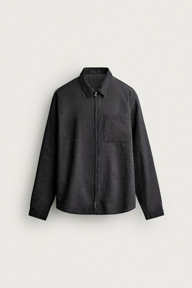 Camisa 100 lana cremallera manteco