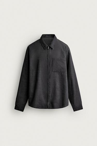 MANTECO® 100% WOOL ZIPPER SHIRT — Anthracite grey 1