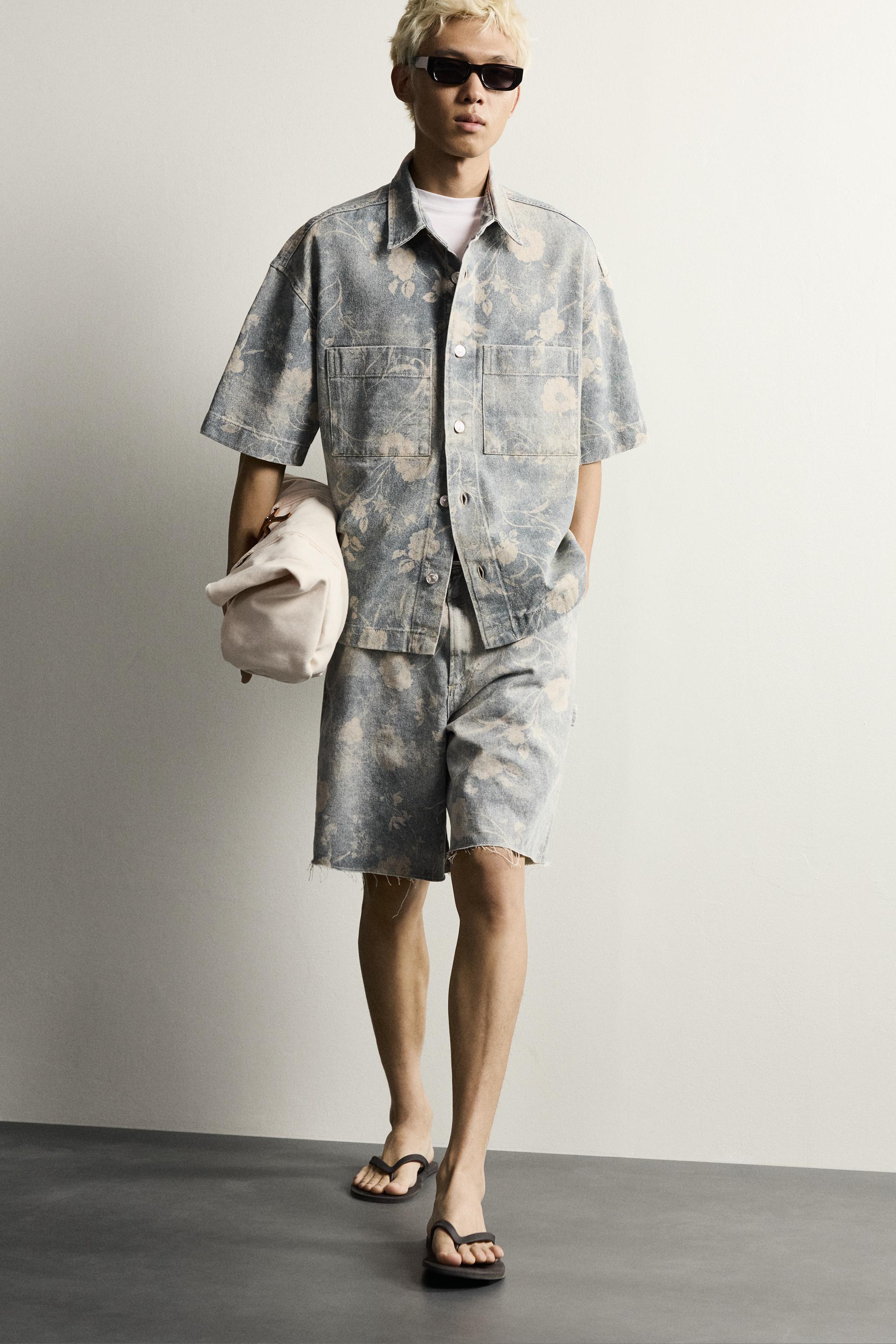 BERMUDA RELAXED FIT À IMPRIMÉ FLORAL DÉLAVÉ