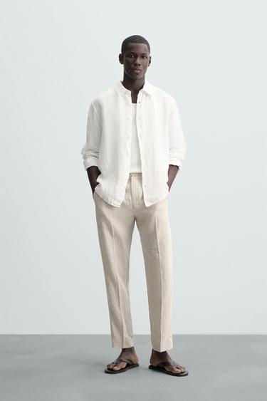PANTALÓN 100% LINO - Beige claro de Zara - Imagen 0