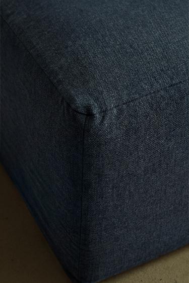 POUFFE WITH REMOVABLE WASHED LINEN COVER - Blue by Zara - Image 4