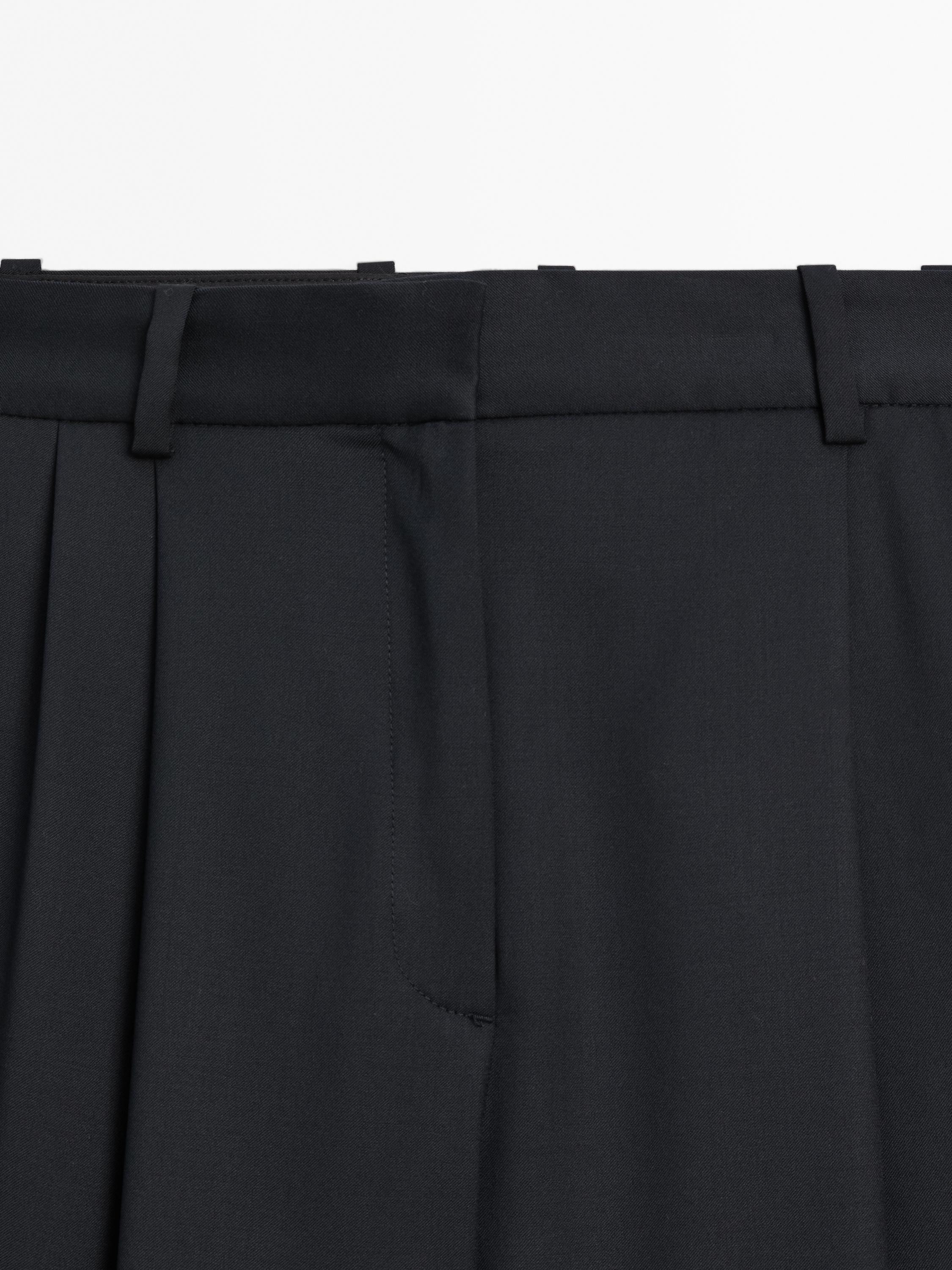 Pantalon plissé 100 % laine extra-fine