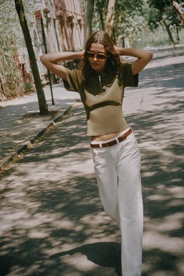 POLO DE PUNTO CON CIERRE - Khaki de Zara