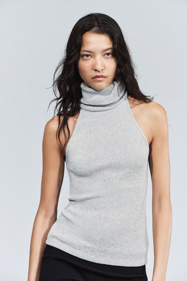 HIGH NECK TOP — Gray 1