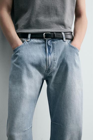 Zara 休閒桶形牛仔褲 - 淡藍色