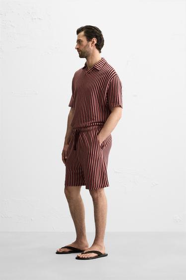 BERMUDA JACQUARD RAYURES - Grenat clair de Zara - Image 3