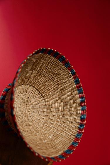 CONTRAST SEAGRASS BASKET - Light beige by Zara