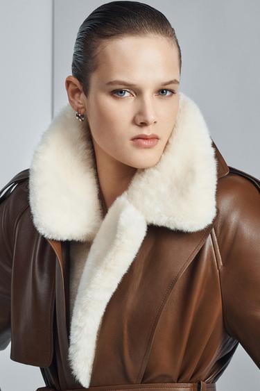 TRENCH LUNGO IN PELLE 100% ZW COLLECTION LIMITED EDITION - cammello di Zara