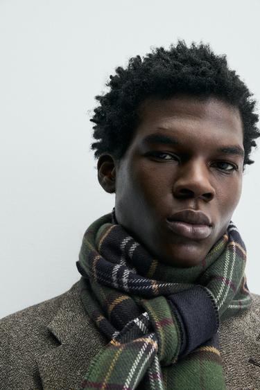 ÉCHARPE COMBINÉE À CARREAUX - Bleu marine de Zara - Image 1