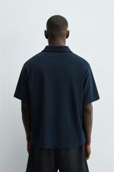 REGULAR FIT TOWELLING POLO SHIRT - Navy blue by Zara - Image 2